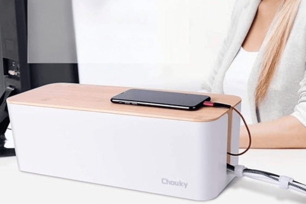 Cable management box for organizing desk and small spaces