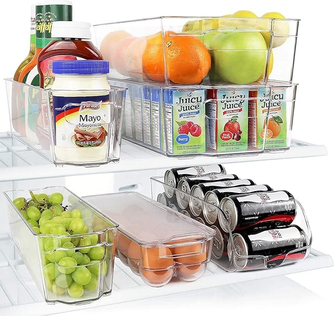 Clear fridge storage bins for small refrigerator organization