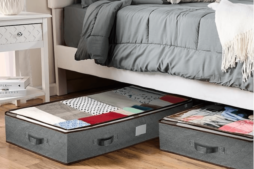 Under-bed storage containers for organizing small spaces