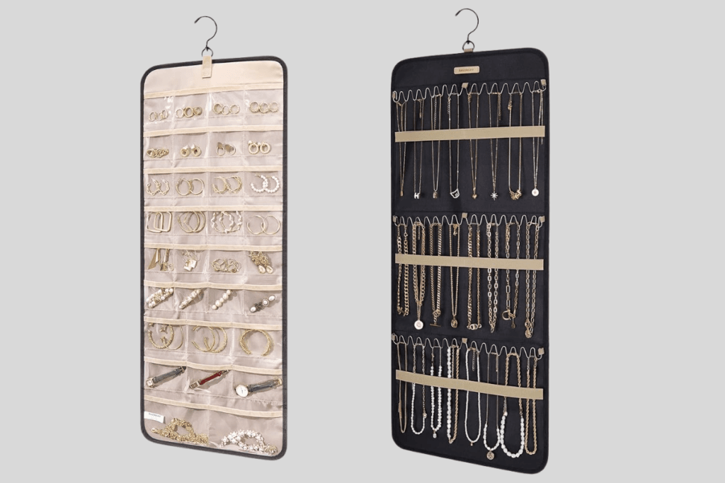 Wall-mounted jewelry organizer for small closet spaces